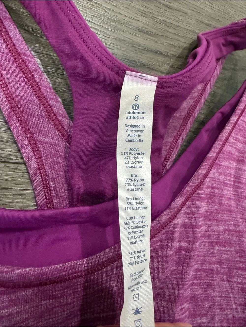 lululemon athletica Heathered Magenta Racerback Layered Tank